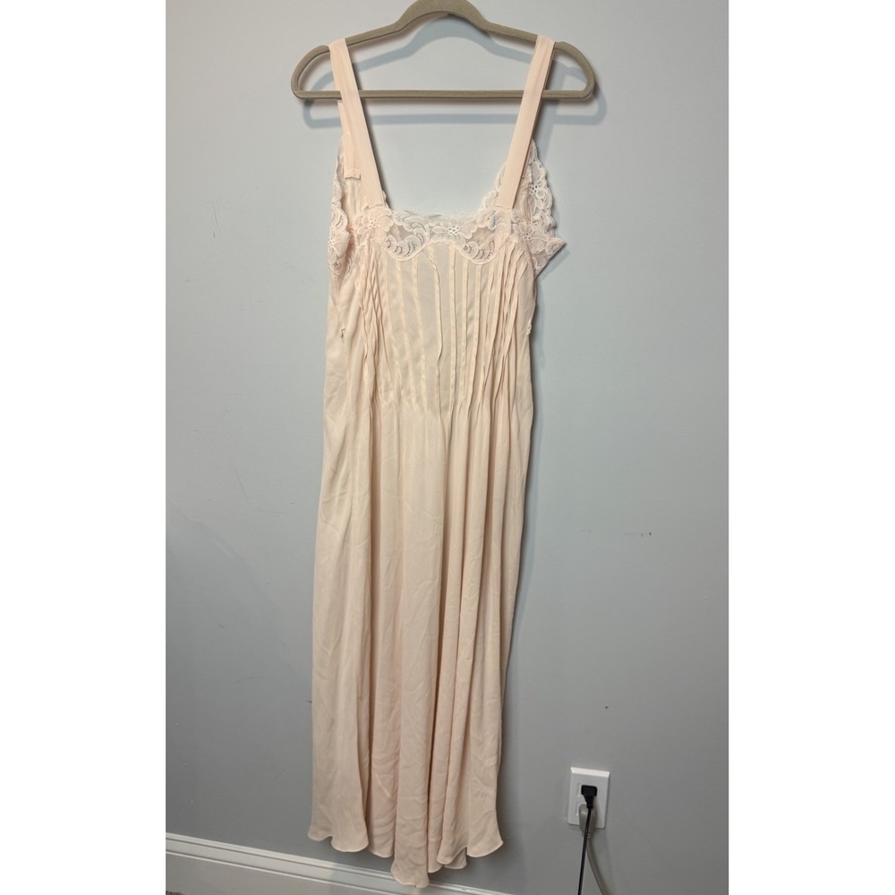 Vintage Victoria Secret 100% Silk Crepe Lace Maxi Nightgown Bridal Gold Crown S - Picture 2 of 8
